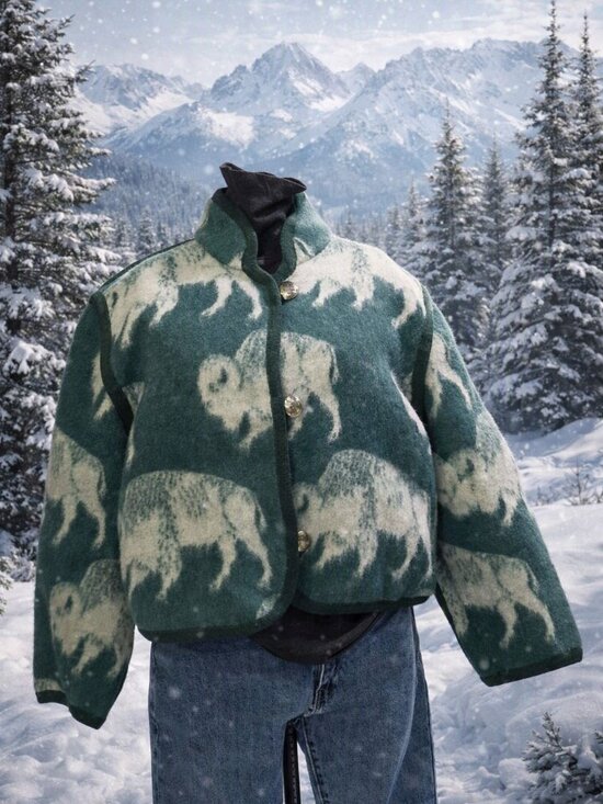Joyce Onarheim Boe, Legacy Collection Jackets & Blazers - Legacy Collection, Green Buffalo crop jacket, Sz M/L